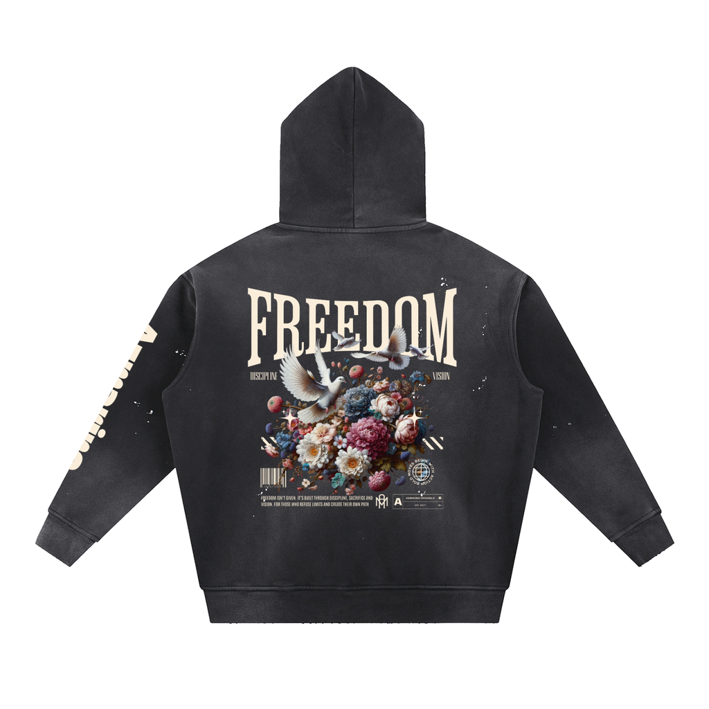 Washed Azmarino FREEDOM Hoodie - Black