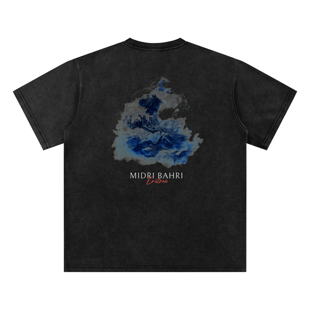 Washed T-Shirt Black- MIDRI BAHRI ( Land Of The Sea )