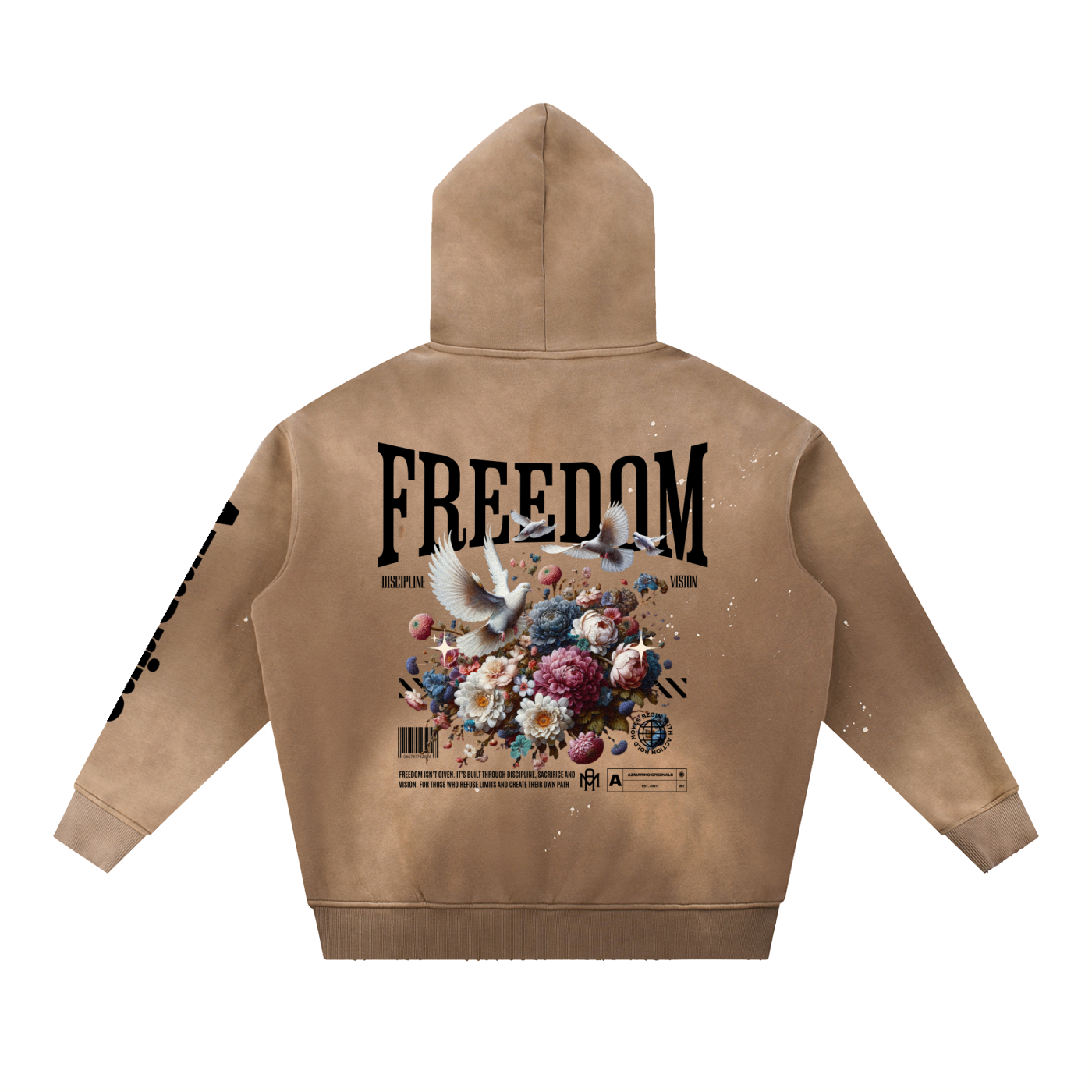 Washed Azmarino FREEDOM Hoodie - Brown